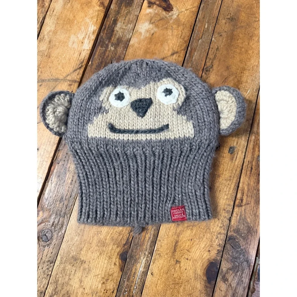 Joules Kids Monkey Beanie Hat Age 4 7 Chunky Knit Animal Ears Face Winter